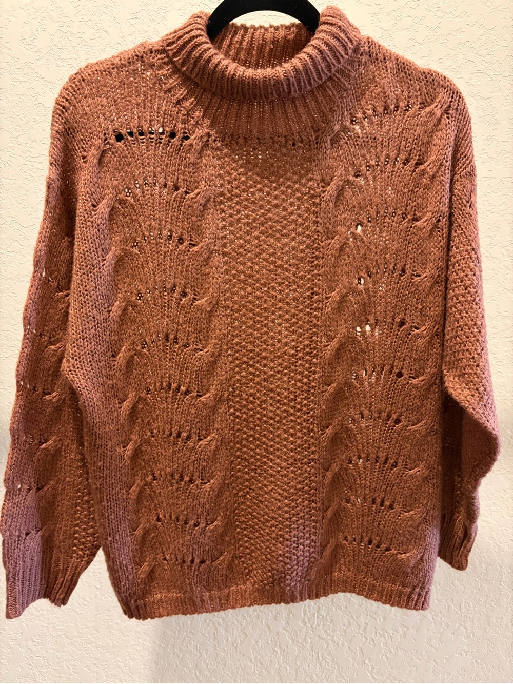 EARTHBOUND Cable Knit Turtleneck Sweater - Rust